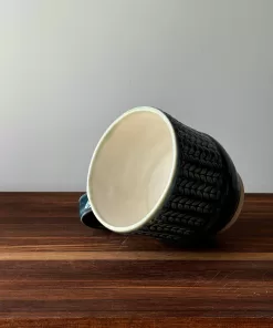 Handmade Pottery Mug with Knit Pattern