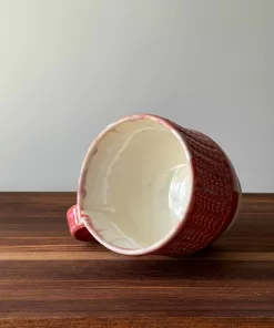 Handmade Pottery Mug with Knit Pattern