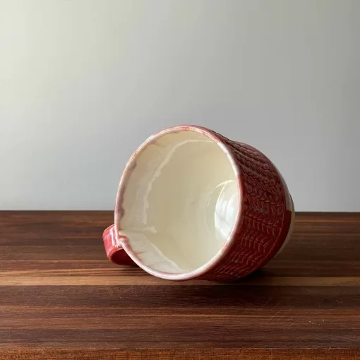 Handmade Pottery Mug with Knit Pattern