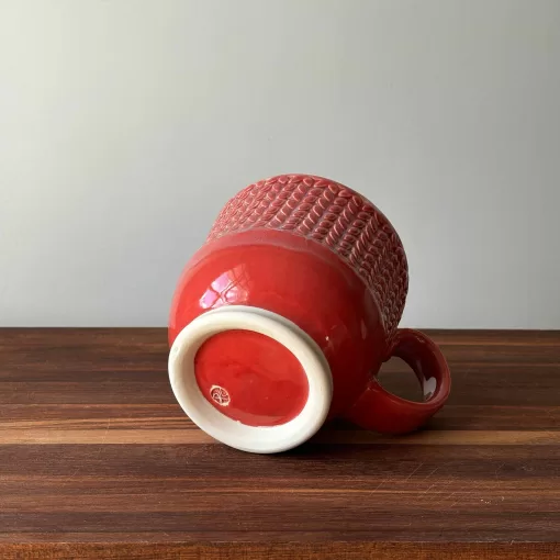 Handmade Pottery Mug with Knit Pattern