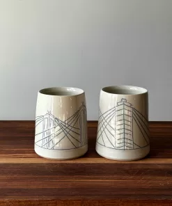 Handmade Pottery Cups with bridge design