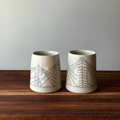 Handmade Pottery Cups with bridge design