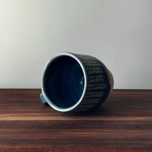 Handmade Pottery Mug with Knit Pattern