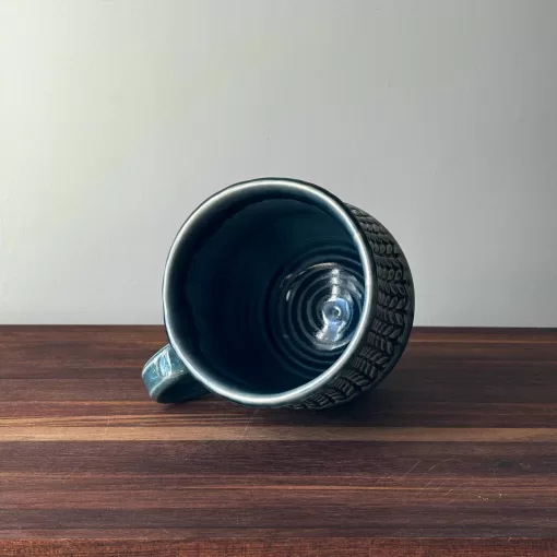 Handmade Pottery Mug with Knit Pattern