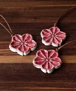 Handmade Pottery Flower Ornaments