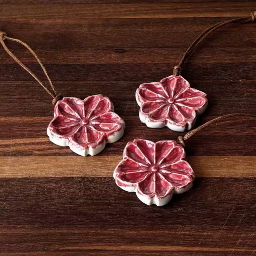 Handmade Pottery Flower Ornaments