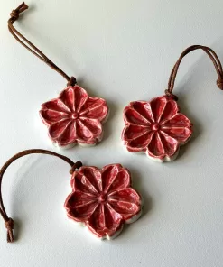 Handmade Pottery Flower Ornaments