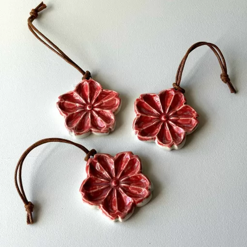 Handmade Pottery Flower Ornaments