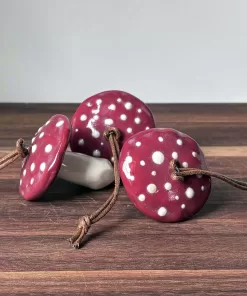 Handmade Pottery Mushroom Ornaments