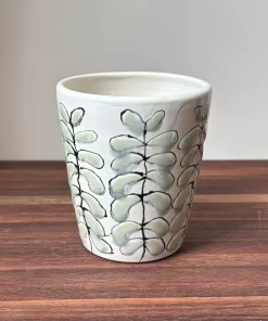 Handmade Pottery Vase with Botanical Design