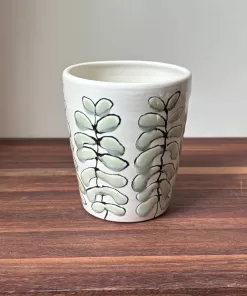 Handmade Pottery Vase with Botanical Design