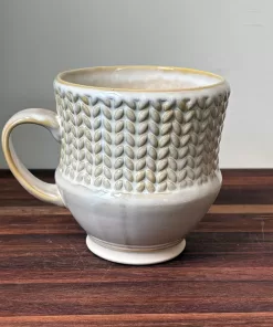 Handmade Pottery Mug with Knit Texture