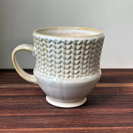 Handmade Pottery Mug with Knit Texture