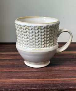 Handmade Pottery Mug with Knit Texture