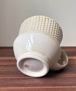 Handmade Pottery Mug with Knit Texture