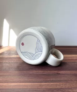 Handmade Pottery Mug with Wave Motif