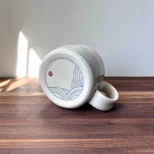 Handmade Pottery Mug with Wave Motif