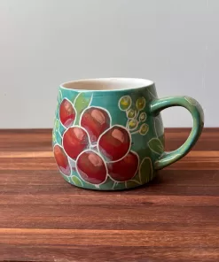 Handmade Pottery Mug with floral design