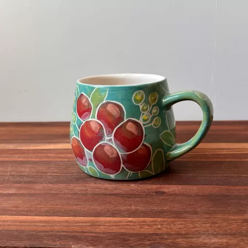 Handmade Pottery Mug with floral design