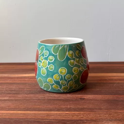 Handmade Pottery Mug with floral design