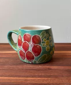 Handmade Pottery Mug with floral design