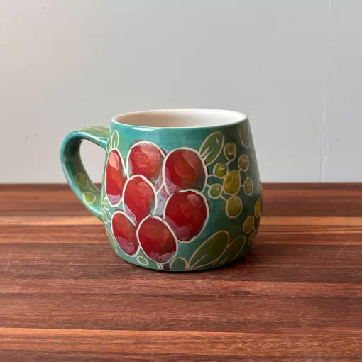 Handmade Pottery Mug with floral design